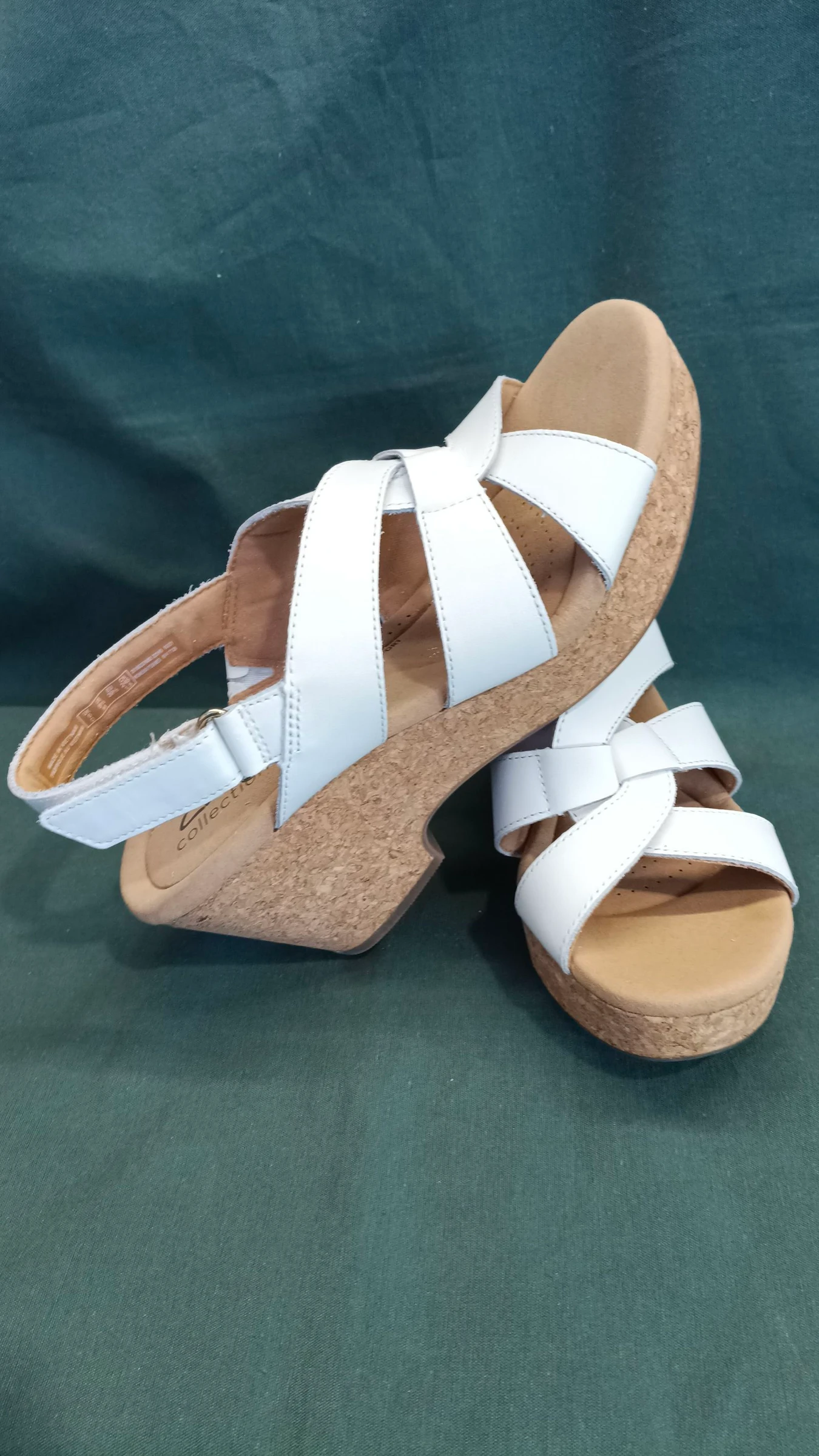 Clarks Giselle Playa Sandales en cuir blanc avec talon en liège Taille 39.5 – photo 8